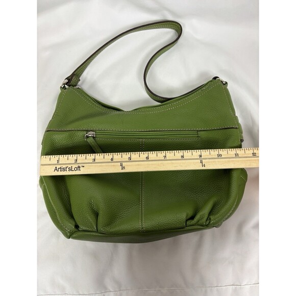 Tignanello Grass Kelly Green Leather Crescent Hobo Shoulder Bag Pockets - Picture 8 of 11